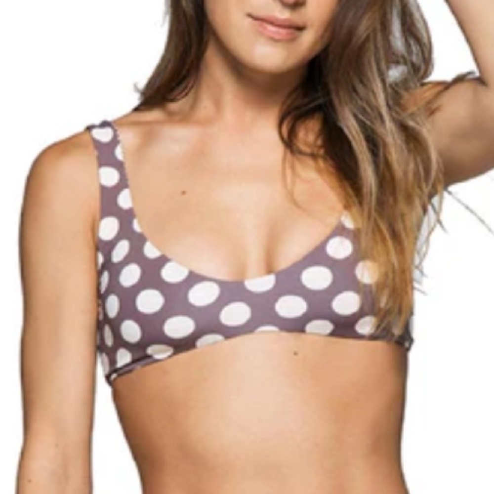 NWT [KikiRio] Reversible Polka Dot/Stiped Bikini Swimsuit Top Women's Sz XS - Picture 2 of 12